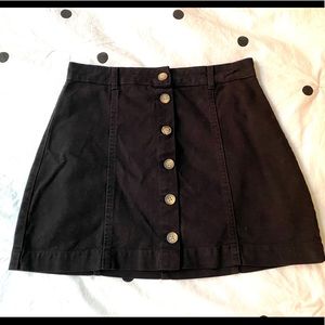 Black Button-Front Skirt